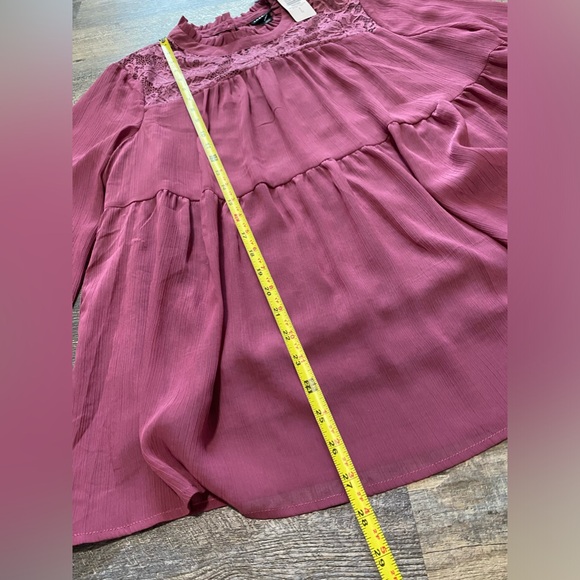 Torrid Women’s Chiffon over Lace Rose Pink top SZ 0/12/L - Picture 15 of 16